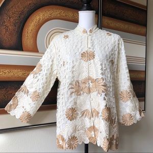 Vintage 🍦Vanilla Cream🍦Cutwork Floral Jacket